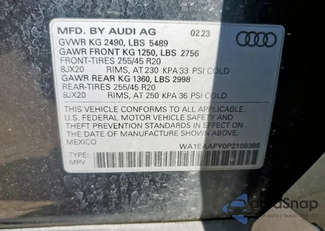 2023 Audi Q5 Premium Plus 45 z USA, uszkodzony, nr VIN WA1EAAFY0P2108388